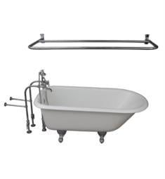 Barclay TKCTRN60-CP5 Bartlett 60 3/4" Cast Iron Freestanding Clawfoot Soaker Bathtub with Porcelain Lever 10" Wall Support Tub Filler and Handshower in Chrome
