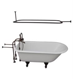 Barclay TKCTRN60-ORB3 Bartlett 60 3/4" Cast Iron Freestanding Clawfoot Soaker Bathtub with Porcelain Lever 10" Wall Support Tub Filler and Handshower in Oil Rubbed Bronze