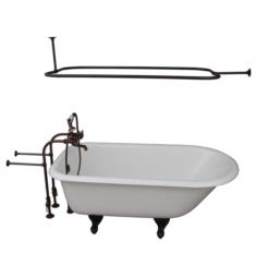 Barclay TKCTRN60-ORB4 Bartlett 60 3/4" Cast Iron Freestanding Clawfoot Soaker Bathtub with Metal Cross 10" Wall Support Tub Filler and Handshower in Oil Rubbed Bronze