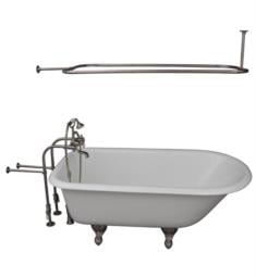 Barclay TKCTRN60-SN3 Bartlett 60 3/4" Cast Iron Freestanding Clawfoot Soaker Bathtub with Porcelain Lever 10" Wall Support Tub Filler and Handshower in Satin Nickel