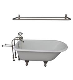 Barclay TKCTRN60-SN5 Bartlett 60 3/4" Cast Iron Freestanding Clawfoot Soaker Bathtub with Porcelain Lever 10" Wall Support Tub Filler and Handshower in Satin Nickel