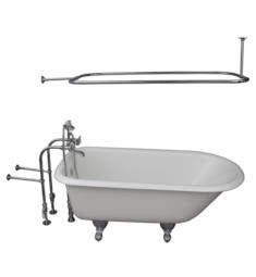 Barclay TKCTRN67-CP4 Brocton 68" Cast Iron Freestanding Clawfoot Soaker Bathtub with Metal Cross 10" Wall Support Tub Filler and Handshower in Chrome