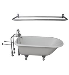 Barclay TKCTRN67-CP5 Brocton 68" Cast Iron Freestanding Clawfoot Soaker Bathtub with Porcelain Lever 10" Wall Support Tub Filler and Handshower in Chrome
