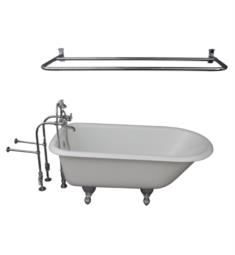 Barclay TKCTRN67-CP6 Brocton 68" Cast Iron Freestanding Clawfoot Soaker Bathtub with Metal Cross 10" Wall Support Tub Filler and Handshower in Chrome