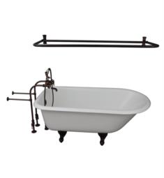 Barclay TKCTRN67-ORB5 Brocton 68" Cast Iron Freestanding Clawfoot Soaker Bathtub with Porcelain Lever 10" Wall Support Tub Filler and Handshower in Oil Rubbed Bronze