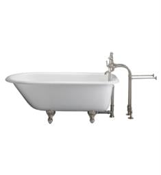 Barclay TKCTRN67-SN1 Brocton 68" Cast Iron Freestanding Clawfoot Soaker Bathtub with Porcelain Lever Elephant Spout Tub Filler and Handshower in Satin Nickel