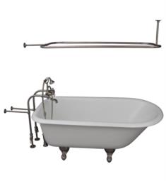 Barclay TKCTRN67-SN3 Brocton 68" Cast Iron Freestanding Clawfoot Soaker Bathtub with Porcelain Lever 10" Wall Support Tub Filler and Handshower in Satin Nickel