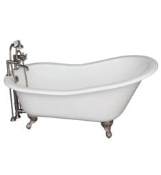 Barclay TKCTS7H67-BN2 Icarus 67" Cast Iron Freestanding Clawfoot Soaker Bathtub with Rim Mounted Metal Cross Tub Filler in Satin Nickel
