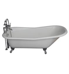 Barclay TKCTS7H67-CP1 Icarus 67" Cast Iron Freestanding Clawfoot Soaker Bathtub with Rim Mounted Porcelain Lever Tub Filler in Chrome
