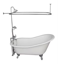 Barclay TKCTS7H67-CP4 Icarus 67" Cast Iron Freestanding Clawfoot Soaker Bathtub with Rim Mounted Metal Cross Tub Filler and 6" Elbow in Chrome