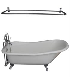 Barclay TKCTS7H67-CP5 Icarus 67" Cast Iron Freestanding Clawfoot Soaker Bathtub with Rim Mounted Porcelain Lever Tub Filler and D-Shower Rod in Chrome