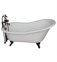 Barclay TKCTS7H67-ORB1 Icarus 67" Cast Iron Freestanding Clawfoot Soaker Bathtub with Rim Mounted Porcelain Lever Tub Filler in Oil Rubbed Bronze