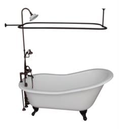 Barclay TKCTS7H67-ORB3 Icarus 67" Cast Iron Freestanding Clawfoot Soaker Bathtub with Rim Mounted Porcelain Lever Tub Filler and 6" Elbow in Oil Rubbed Bronze