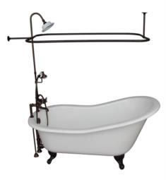 Barclay TKCTS7H67-ORB4 Icarus 67" Cast Iron Freestanding Clawfoot Soaker Bathtub with Rim Mounted Metal Cross Tub Filler and 6" Elbow in Oil Rubbed Bronze