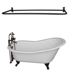 Barclay TKCTS7H67-ORB5 Icarus 67" Cast Iron Freestanding Clawfoot Soaker Bathtub with Rim Mounted Porcelain Lever Tub Filler and D-Shower Rod in Oil Rubbed Bronze