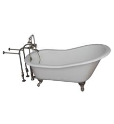 Barclay TKCTSN67-BN1 Icarus 67" Cast Iron Freestanding Clawfoot Soaker Bathtub with Rim Mounted Porcelain Lever Tub Filler in Satin Nickel
