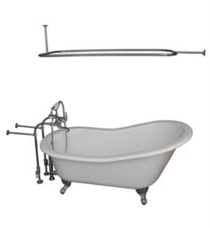 Barclay TKCTSN67-CP4 Icarus 67" Cast Iron Freestanding Clawfoot Soaker Bathtub with Metal Cross Tub Filler and 10" Wall Support in Chrome