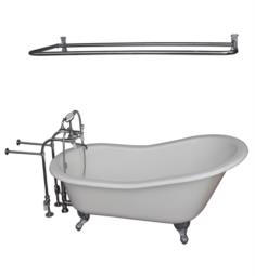 Barclay TKCTSN67-CP5 Icarus 67" Cast Iron Freestanding Clawfoot Soaker Bathtub with Porcelain Lever Tub Filler and D-Shower Rod in Chrome
