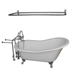 Barclay TKCTSN67-CP6 Icarus 67" Cast Iron Freestanding Clawfoot Soaker Bathtub with Metal Cross Tub Filler and D-Shower Rod in Chrome