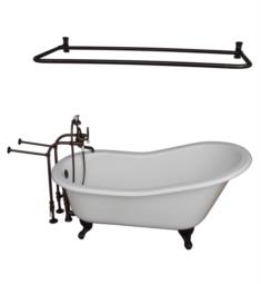 Barclay TKCTSN67-ORB5 Icarus 67" Cast Iron Freestanding Clawfoot Soaker Bathtub with Porcelain Lever Tub Filler and D-Shower Rod in Oil Rubbed Bronze
