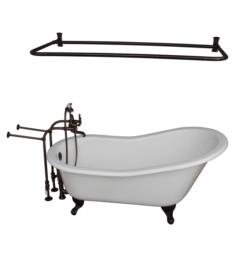 Barclay TKCTSN67-ORB6 Icarus 67" Cast Iron Freestanding Clawfoot Soaker Bathtub with Metal Cross Tub Filler and D-Shower Rod in Oil Rubbed Bronze