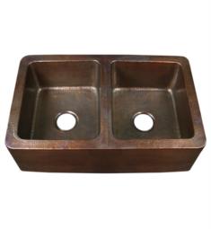 Barclay 6942-AC Pembroke 33 3/4" Double Bowl Hammered Copper Farmhouse Kitchen Sink in Antique Copper