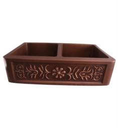 Barclay FSCDB3510-SAC Sicily 36" Double Bowl Copper Farmhouse Rectangular Kitchen Sink in Smooth Antique Copper