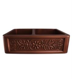 Barclay FSCDB3512-SAC Sicily 33" Double Bowl Copper Farmhouse Rectangular Kitchen Sink in Smooth Antique Copper