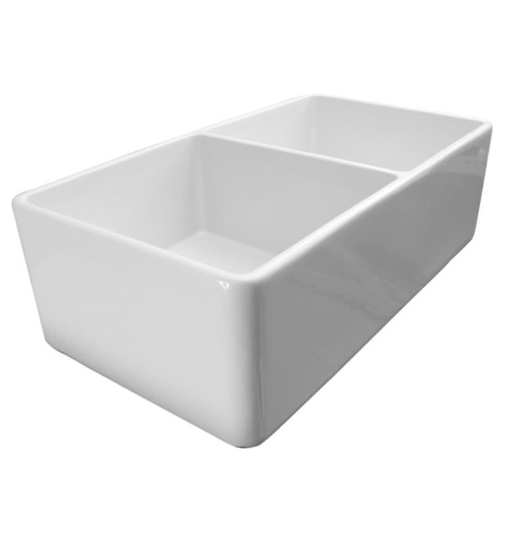 Barclay FSDB33AC-WH Barclay Maxwel 33 1/8" Double Bowl Farmer Rectangular  Kitchen Sink in White