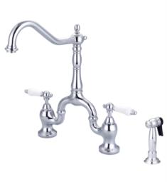 Barclay KFB506-PL Carlton 14 3/4" Deck Mounted Porcelain Lever Handle Bridge Kitchen Faucet with Side Spray