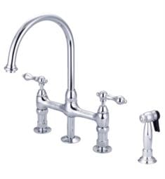 Barclay KFB512-ML Harding 15" Deck Mounted Metal Lever Handle Bridge Kitchen Faucet with Side Spray