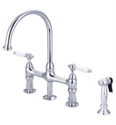 Barclay KFB512-PL Harding 15" Deck Mounted Porcelain Lever Handle Bridge Kitchen Faucet with Side Spray