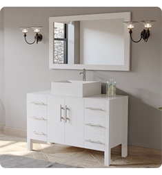 Cambridge Plumbing 8116W 48" Free Standing Wood & Porcelain Single Vessel Sink Bathroom Vanity Set in White