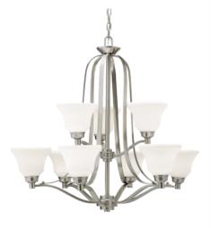 Kichler 1784NIL18 Langford 9 Light 33" Ceiling Mount LED Double Tier Satin Etched White Chandelier in Brushed Nickel