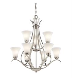 Kichler 43506NIL18 Keiran 9 Light 29" Ceiling Mount LED Double Tier Satin Etched White Chandelier in Brushed Nickel