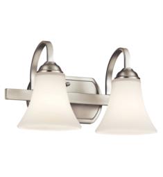 Kichler 45512NIL18 Keiran 2 Light 14" Wall Mount LED Satin Etched White Bath Light in Brushed Nickel