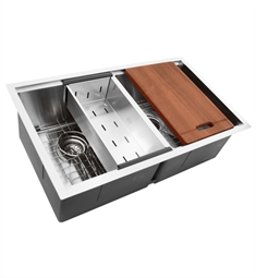 Nantucket SR-PS-3219-DE-16 Pro Series 32" Double Undermount Stainless Steel Kitchen Sink in Brushed Satin