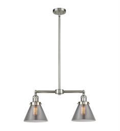 Innovations Lighting 209-G43 Large Cone 21" Two Light Smoked Glass Single Tier Chandelier with LED or Incandescent Bulb Option