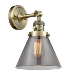 Innovations Lighting 203SW-G43 Large Cone 8" One Light Up/Down Smoked Glass Wall Sconce with LED or Incandescent Bulb Option