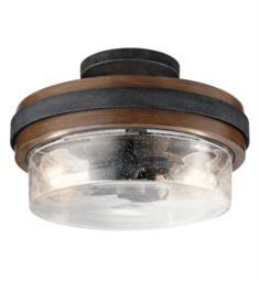 Kichler 44100 Grand Bank 2 Light 12" Incandescent Seedy Glass Shade Semi-Flush Ceiling Light