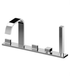 Zucchetti ZA5477.1950 Aguablu 6 7/8" Five Hole Centerset/Deck Mounted Roman Tub Faucet with Square Hand Shower