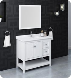 Fresca FVN2340WH Manchester 40" White Traditional Bathroom Vanity with Mirror
