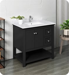 Fresca FCB2336BL-U Manchester 36" Black Traditional Bathroom Cabinet with Top & Sink