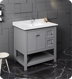 Fresca FCB2336GR-U Manchester 36" Gray Traditional Bathroom Cabinet with Top & Sink