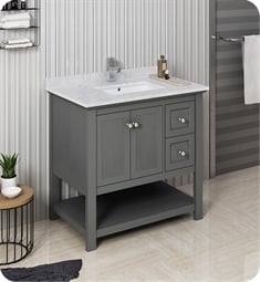 Fresca FCB2336VG-U Manchester Regal 36" Gray Wood Veneer Traditional Bathroom Cabinet with Top & Sink