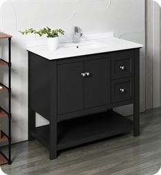 Fresca FCB2340BL-U Manchester 40" Black Traditional Bathroom Cabinet with Top & Sink