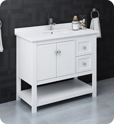 Fresca FCB2340WH-U Manchester 40" White Traditional Bathroom Cabinet with Top & Sink