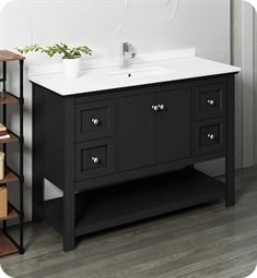 Fresca FCB2348BL-U Manchester 48" Black Traditional Bathroom Cabinet with Top & Sink