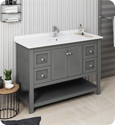 Fresca FCB2348VG-U Manchester Regal 48" Gray Wood Veneer Traditional Bathroom Cabinet with Top & Sink