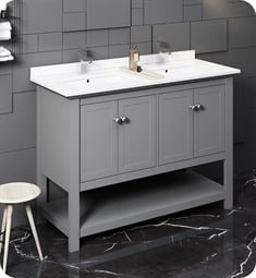 Fresca FCB2348GR-D-U Manchester 48" Gray Traditional Double Sink Bathroom Cabinet with Top & Sinks
